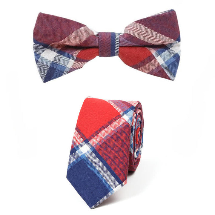 Trendy Herren Fliege mit Karomuster, Taschentuch, Krawatte