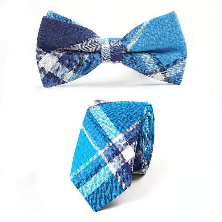 Trendy Herren Fliege mit Karomuster, Taschentuch, Krawatte