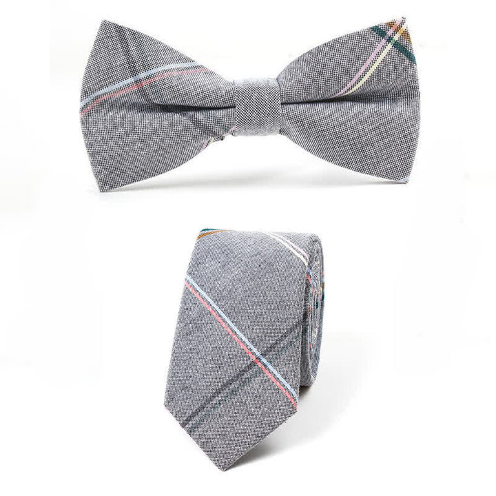 Trendy Herren Fliege mit Karomuster, Taschentuch, Krawatte