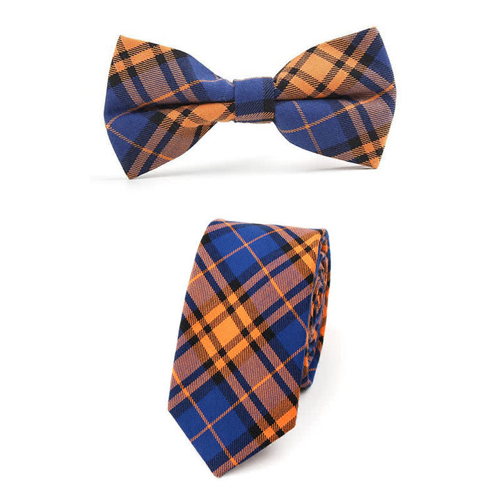 Trendy Herren Fliege mit Karomuster, Taschentuch, Krawatte
