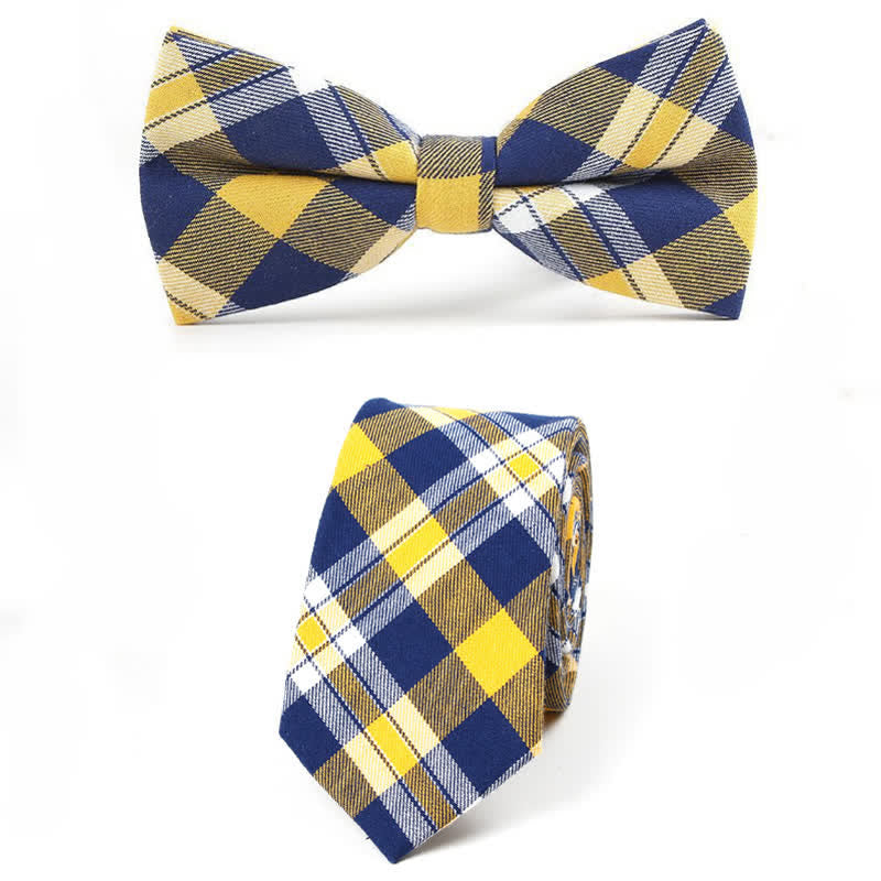 Trendy Herren Fliege mit Karomuster, Taschentuch, Krawatte