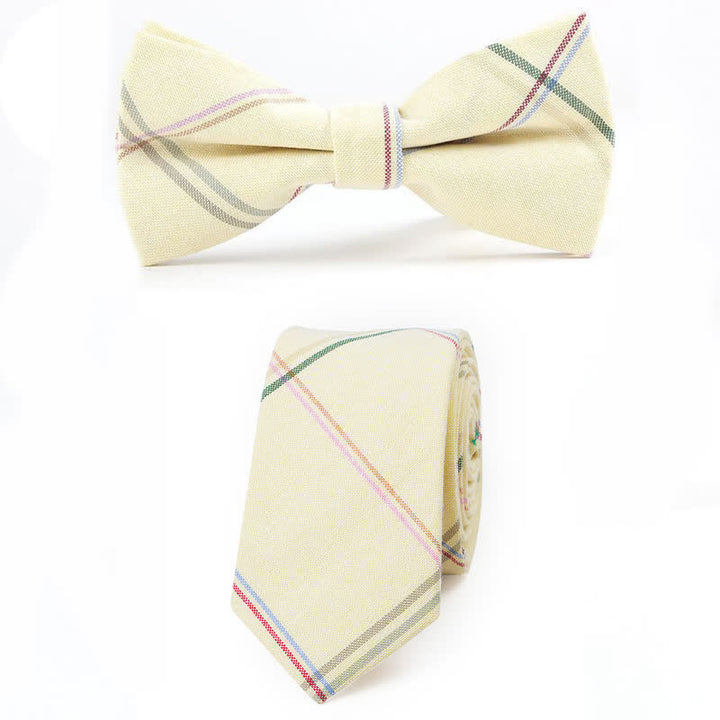 Trendy Herren Fliege mit Karomuster, Taschentuch, Krawatte