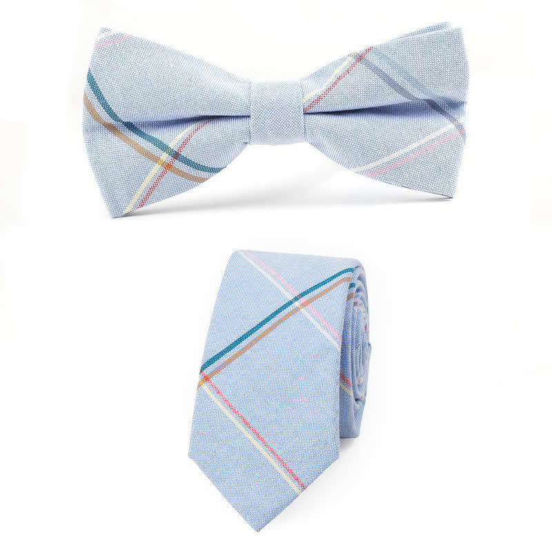 Trendy Herren Fliege mit Karomuster, Taschentuch, Krawatte