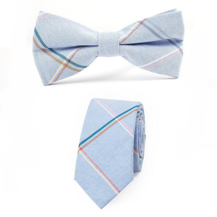 Trendy Herren Fliege mit Karomuster, Taschentuch, Krawatte