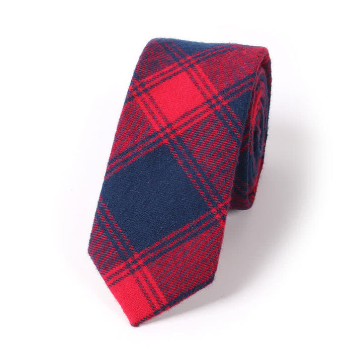 Herren-Krawatte aus Baumwolle mit Karomuster für formellen Look - Rot - image 0