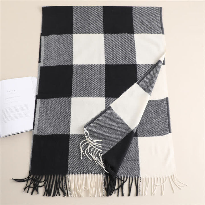 Unisex-Winterschal mit Fransen, kariert, gestreift