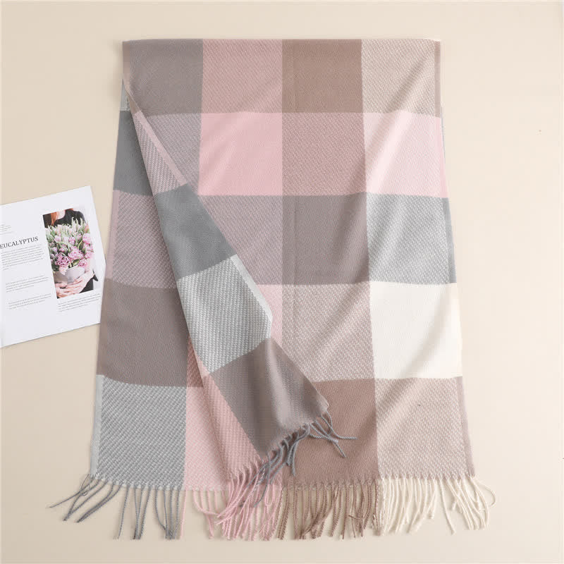 Unisex-Winterschal mit Fransen, kariert, gestreift