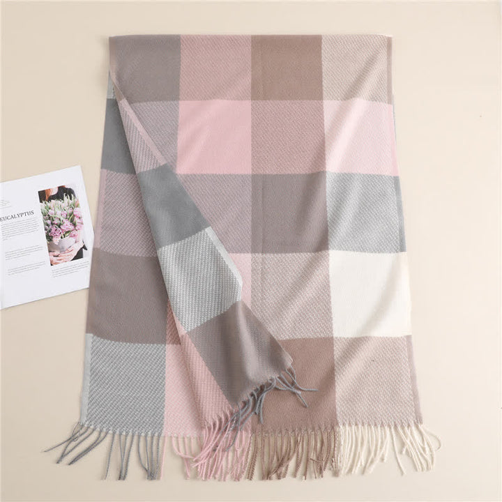 Unisex-Winterschal mit Fransen, kariert, gestreift