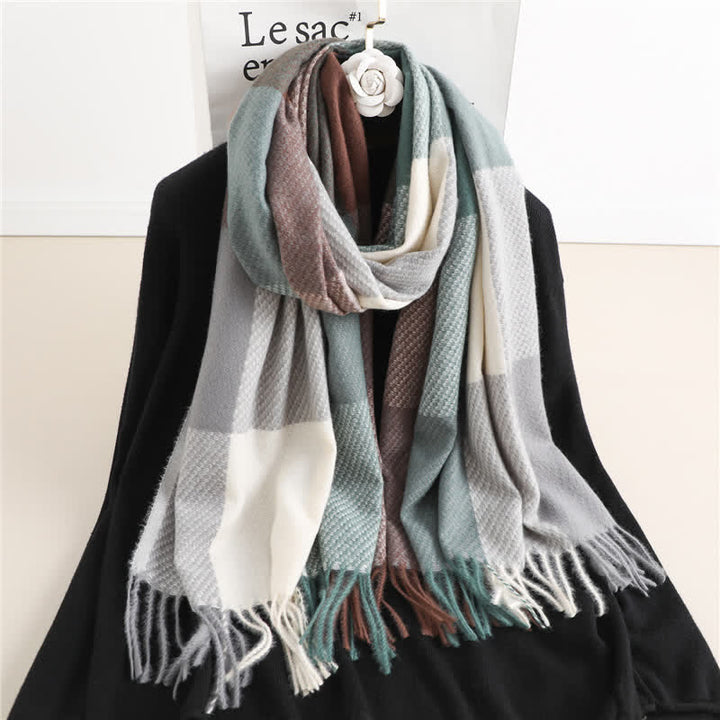 Unisex-Winterschal mit Fransen, kariert, gestreift