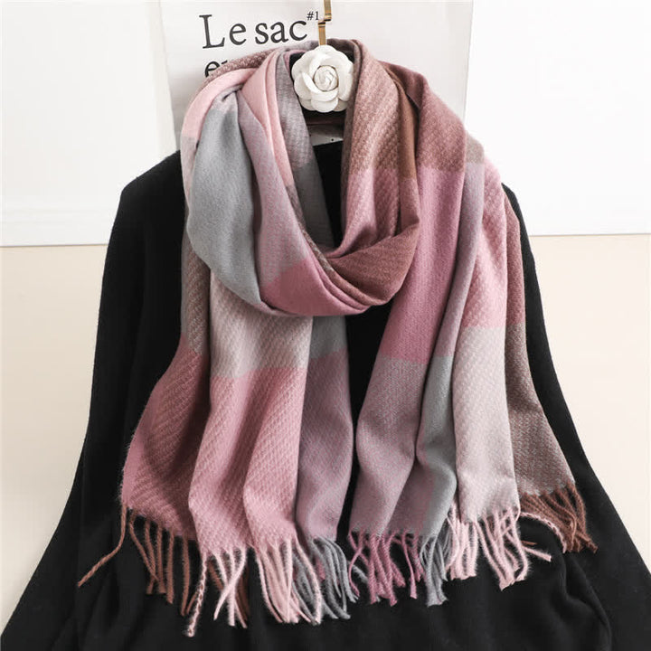 Unisex-Winterschal mit Fransen, kariert, gestreift
