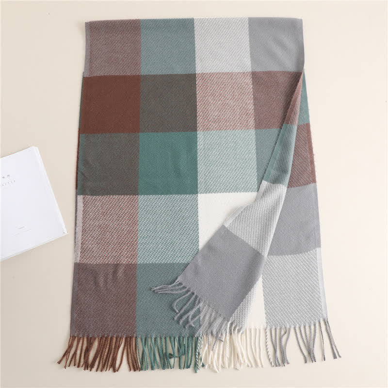 Unisex-Winterschal mit Fransen, kariert, gestreift