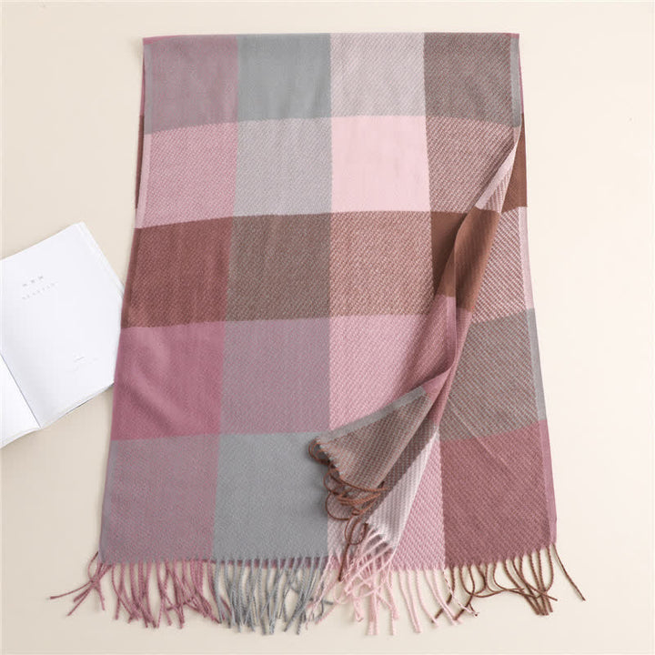 Unisex-Winterschal mit Fransen, kariert, gestreift
