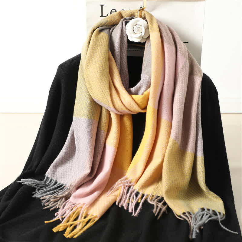 Unisex-Winterschal mit Fransen, kariert, gestreift