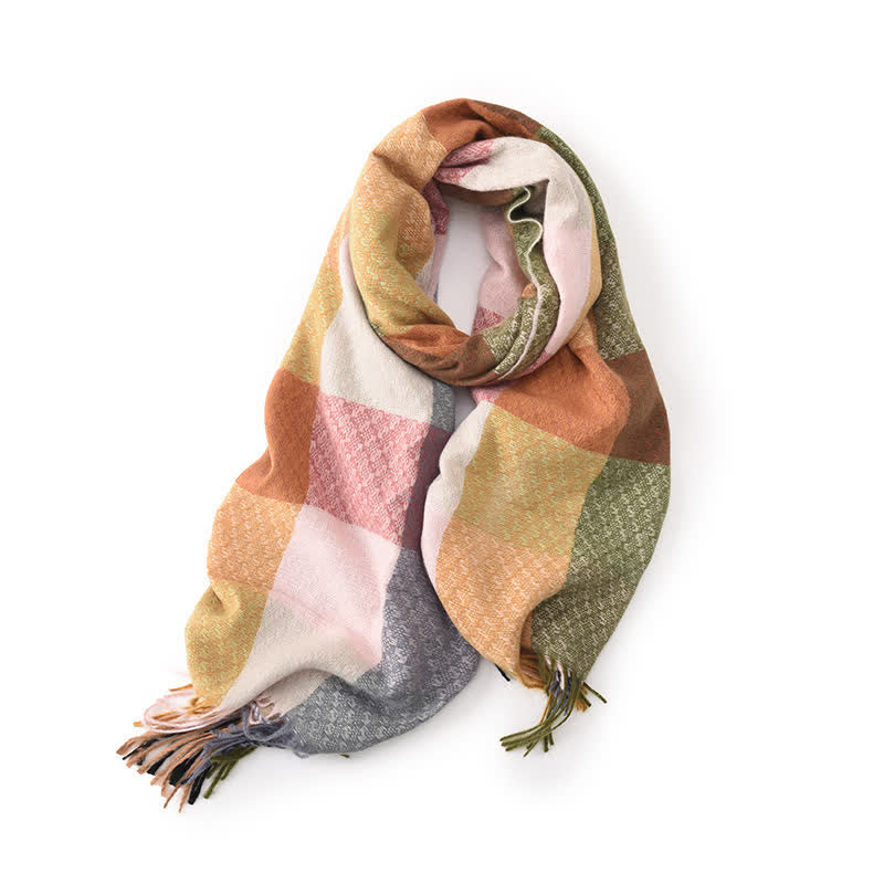 Unisex-Schal mit kontrastierenden Farben und elegantem Karomuster und Fransen