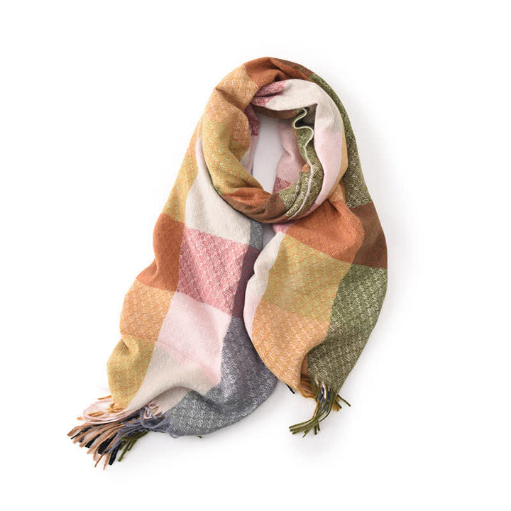 Unisex-Schal mit kontrastierenden Farben und elegantem Karomuster und Fransen