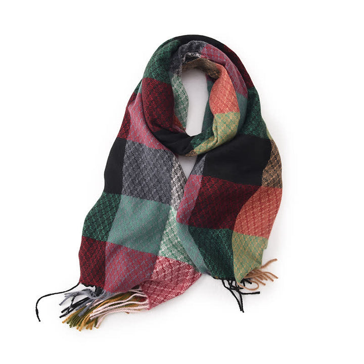 Unisex-Schal mit kontrastierenden Farben und elegantem Karomuster und Fransen