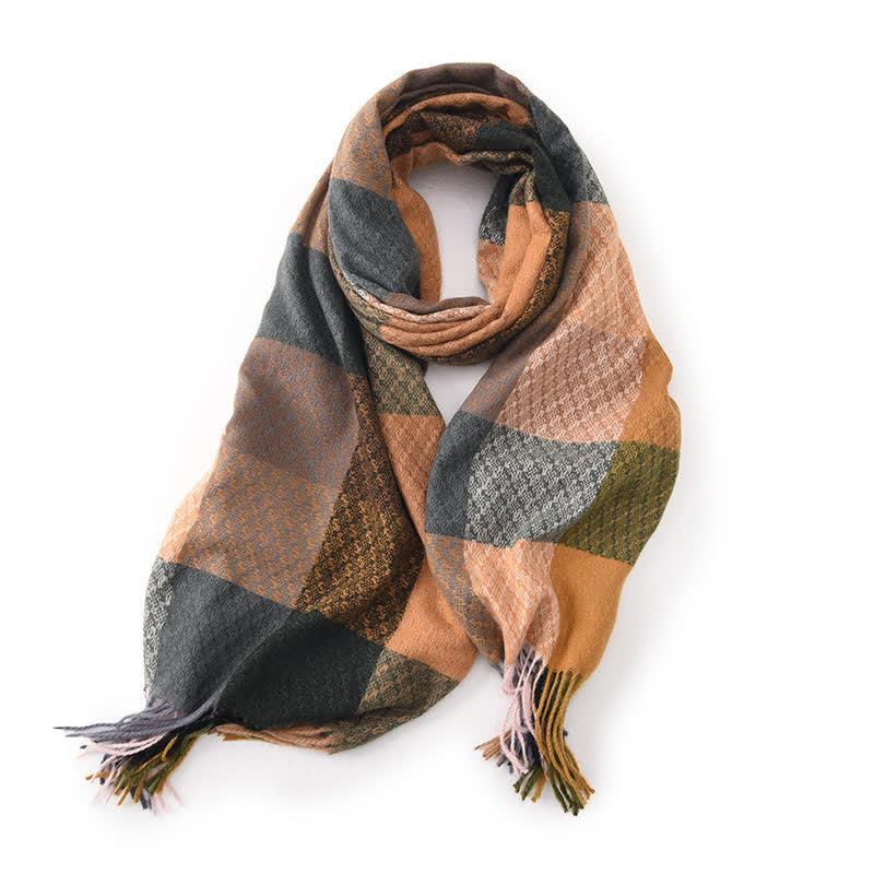 Unisex-Schal mit kontrastierenden Farben und elegantem Karomuster und Fransen
