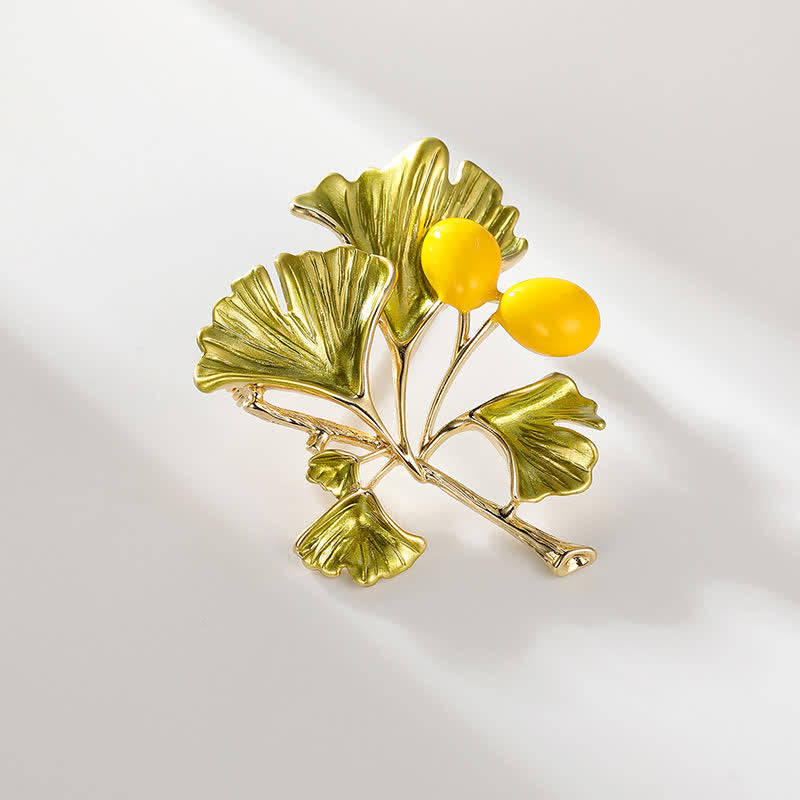 Frauen Eleganz Gelbe Ginkgoblatt-Brosche