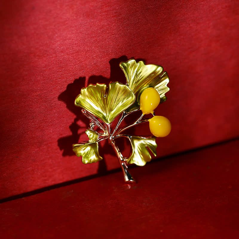 Frauen Eleganz Gelbe Ginkgoblatt-Brosche