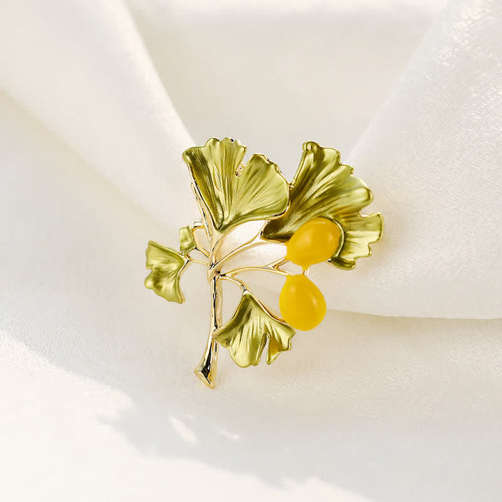 Frauen Eleganz Gelbe Ginkgoblatt-Brosche