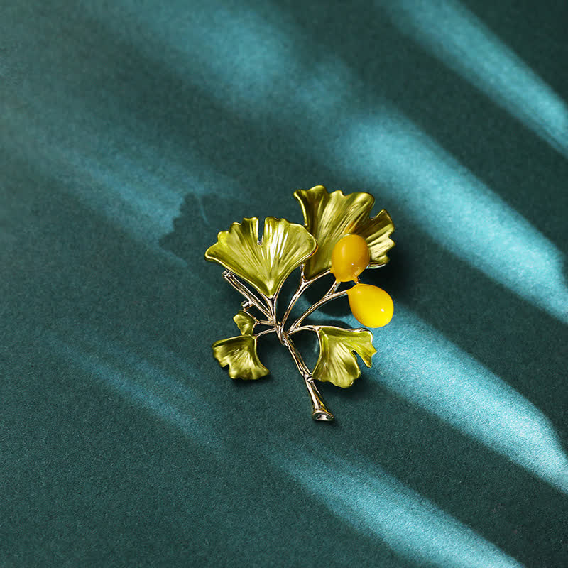 Frauen Eleganz Gelbe Ginkgoblatt-Brosche