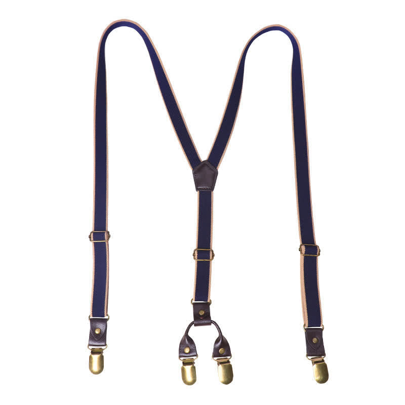 Marineblaue, lässige, elastische Hosenträger mit Y-Rücken und 6 Clips