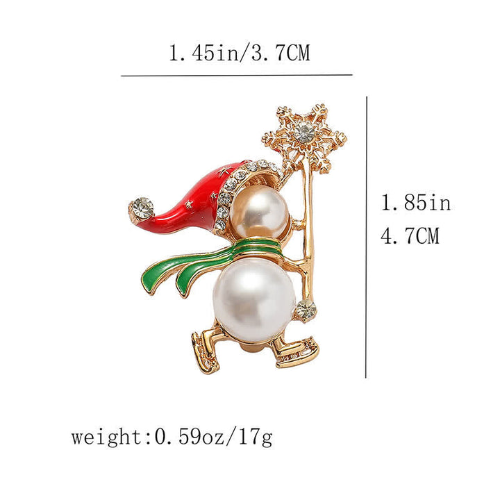 Süße Weihnachtsbrosche mit Schneemann-Motiv und roter Weihnachtsmütze für Damen