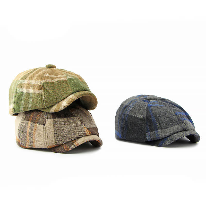 Maler-Mütze mit achteckigem, kariertem Zeitungsjungen-Baskenmütze - image 4