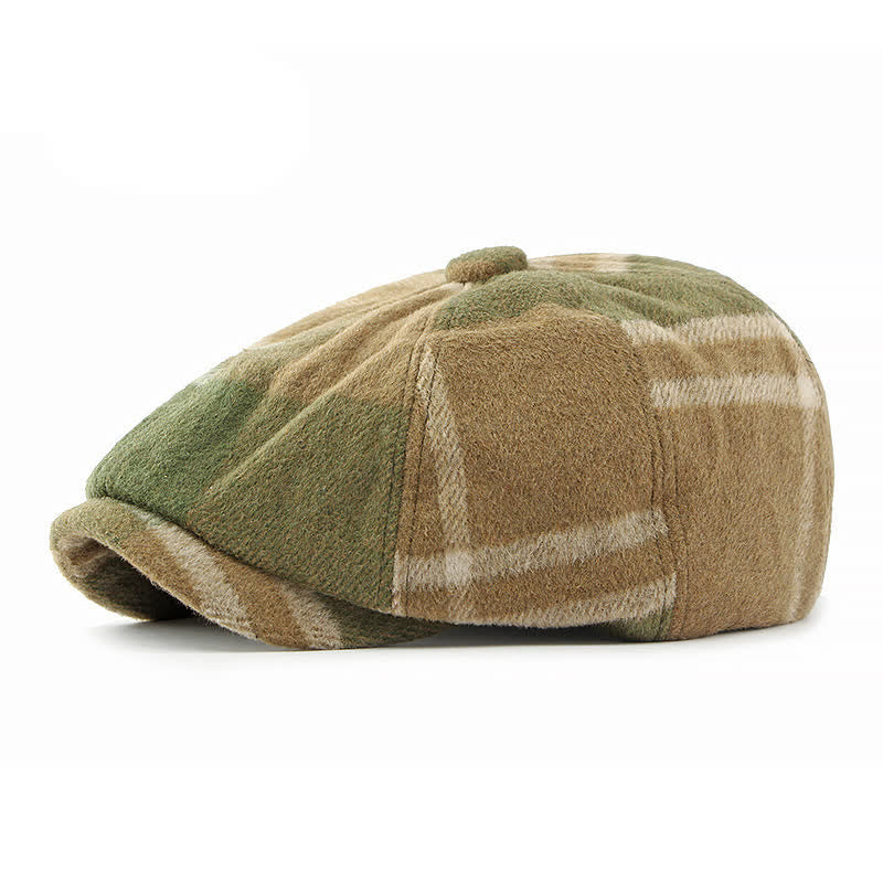 Maler-Mütze mit achteckigem, kariertem Zeitungsjungen-Baskenmütze - Khaki - Verstellbar (21 5/8"-23 1/4") - image 3