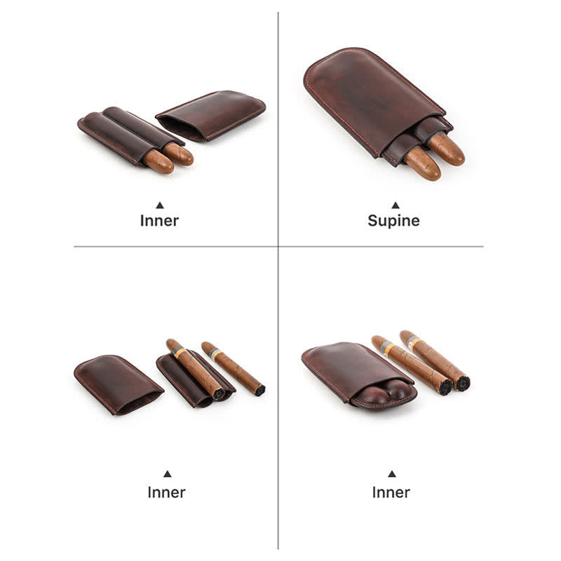 Braunes tragbares Zigarren-Humidor-Zigarrenetui aus Leder (für zwei Zigarren)