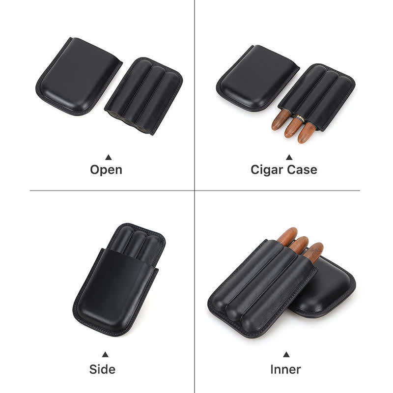 Braunes tragbares Zigarren-Humidor-Zigarrenetui aus Leder (für drei Zigarren) - image 15