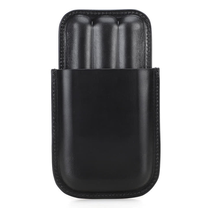Braunes tragbares Zigarren-Humidor-Zigarrenetui aus Leder (für drei Zigarren) - Schwarz - image 11