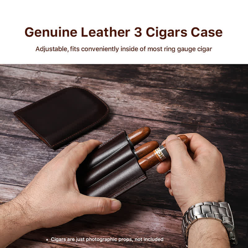 Braunes tragbares Zigarren-Humidor-Zigarrenetui aus Leder (für drei Zigarren) - image 3