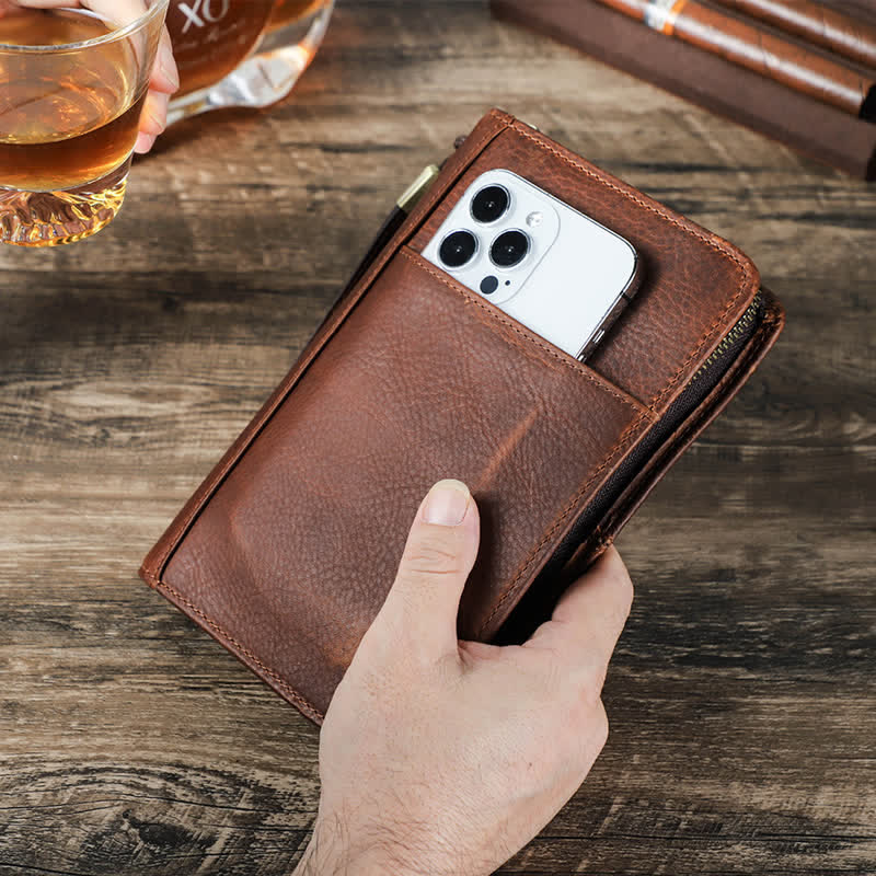 Reise-Zigarrenetui aus Leder mit großem Fassungsvermögen und Reißverschluss (für fünf Zigarren) - image 1