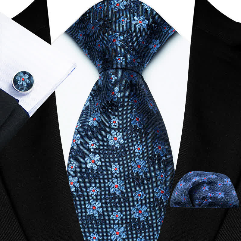 3-teiliges Krawattenset für Herren mit süßem, buntem Blumenmuster