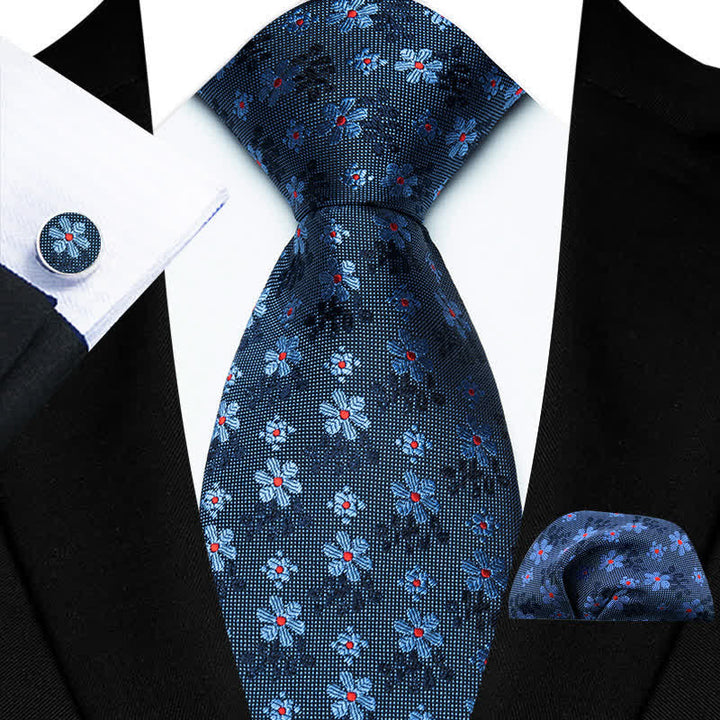 3-teiliges Krawattenset für Herren mit süßem, buntem Blumenmuster