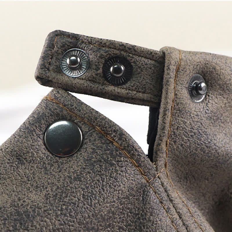 Baskenmütze aus gewaschenem, abgenutztem Vintage-Künstlerleder - image 6