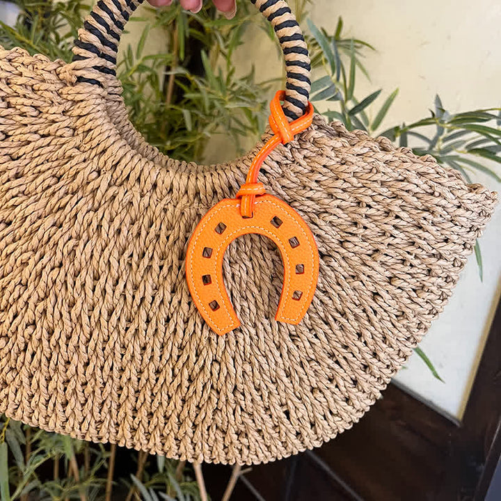 Hangings Einfacher Hufeisenanhänger Leder-Schlüsselanhänger