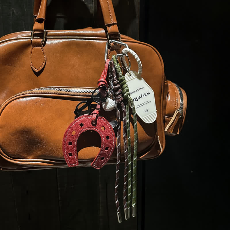 Hangings Einfacher Hufeisenanhänger Leder-Schlüsselanhänger
