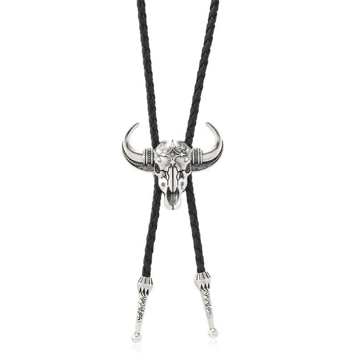Bolo-Krawatte im Western-Stil mit Bullenherz-Motiv in Türkis