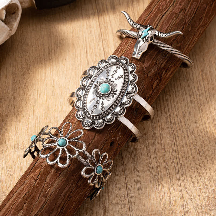 Western Cowboy Türkis Cowgirl Bull Conch Armband