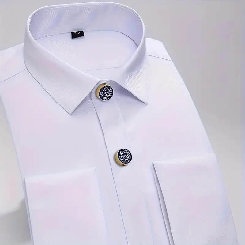 Manschettenknöpfe für Herren, 1 Paar, zum Aufstecken, blaues Blumenmuster - image 4