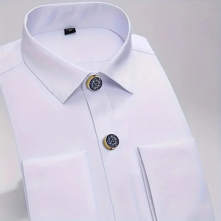 Manschettenknöpfe für Herren, 1 Paar, zum Aufstecken, blaues Blumenmuster - image 4