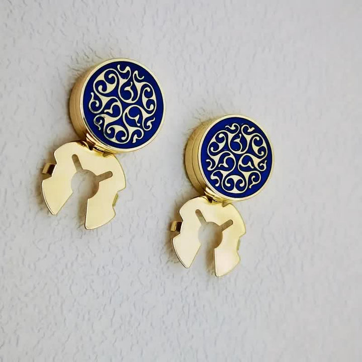 Manschettenknöpfe für Herren, 1 Paar, zum Aufstecken, blaues Blumenmuster - image 7