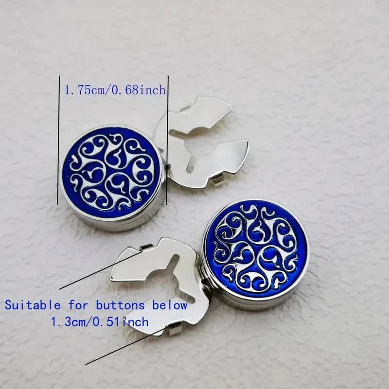 Manschettenknöpfe für Herren, 1 Paar, zum Aufstecken, blaues Blumenmuster - image 2