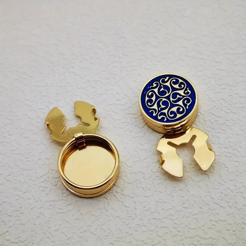 Manschettenknöpfe für Herren, 1 Paar, zum Aufstecken, blaues Blumenmuster - image 6