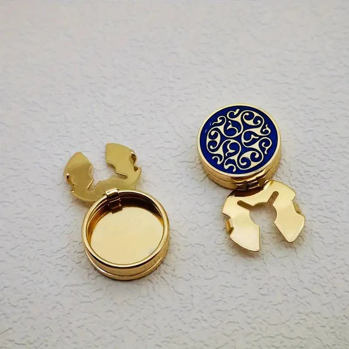 Manschettenknöpfe für Herren, 1 Paar, zum Aufstecken, blaues Blumenmuster - image 6