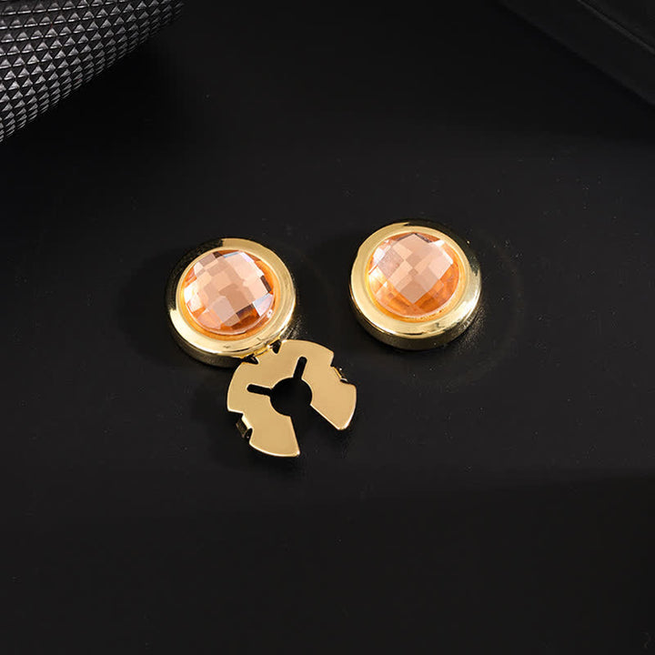 Manschettenknöpfe für Herren, 1 Paar, zum Aufstecken, mit glänzenden Kristallknöpfen - Champagner & Gold - image 10