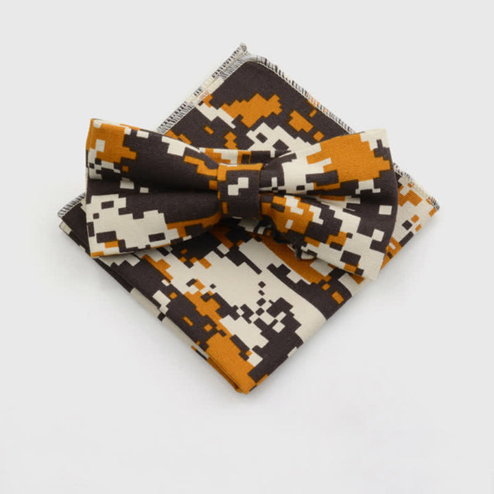 2-teiliges Herren-Taschentuch- und Fliege-Set aus Baumwolle mit Paisley-Blumenmuster