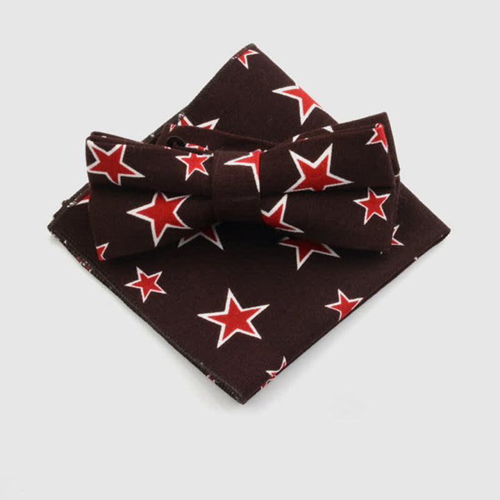 2-teiliges Herren-Taschentuch- und Fliege-Set aus Baumwolle mit Paisley-Blumenmuster